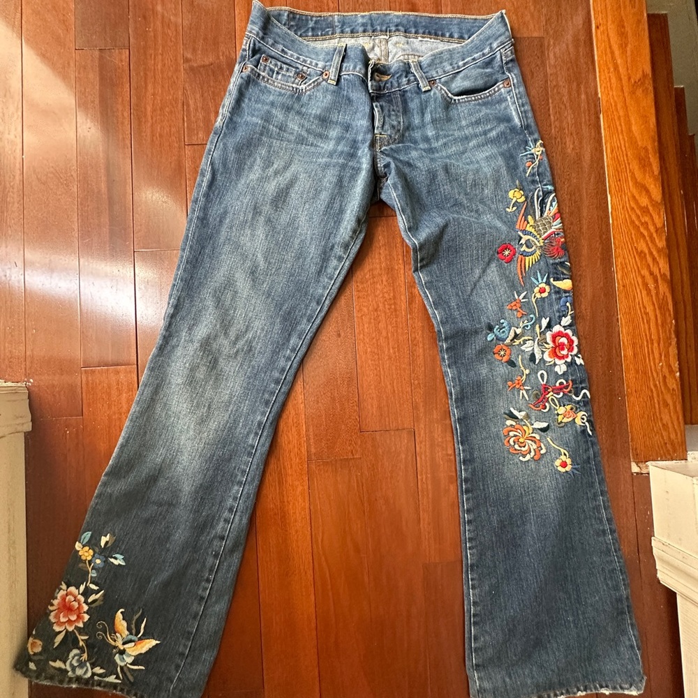 Lucky Brand Low Rise Embroidered Jeans